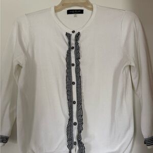 August Silk Cream Knit cardigan sweater